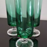 3 flutes Cavalier Luminarc emerald green vintage