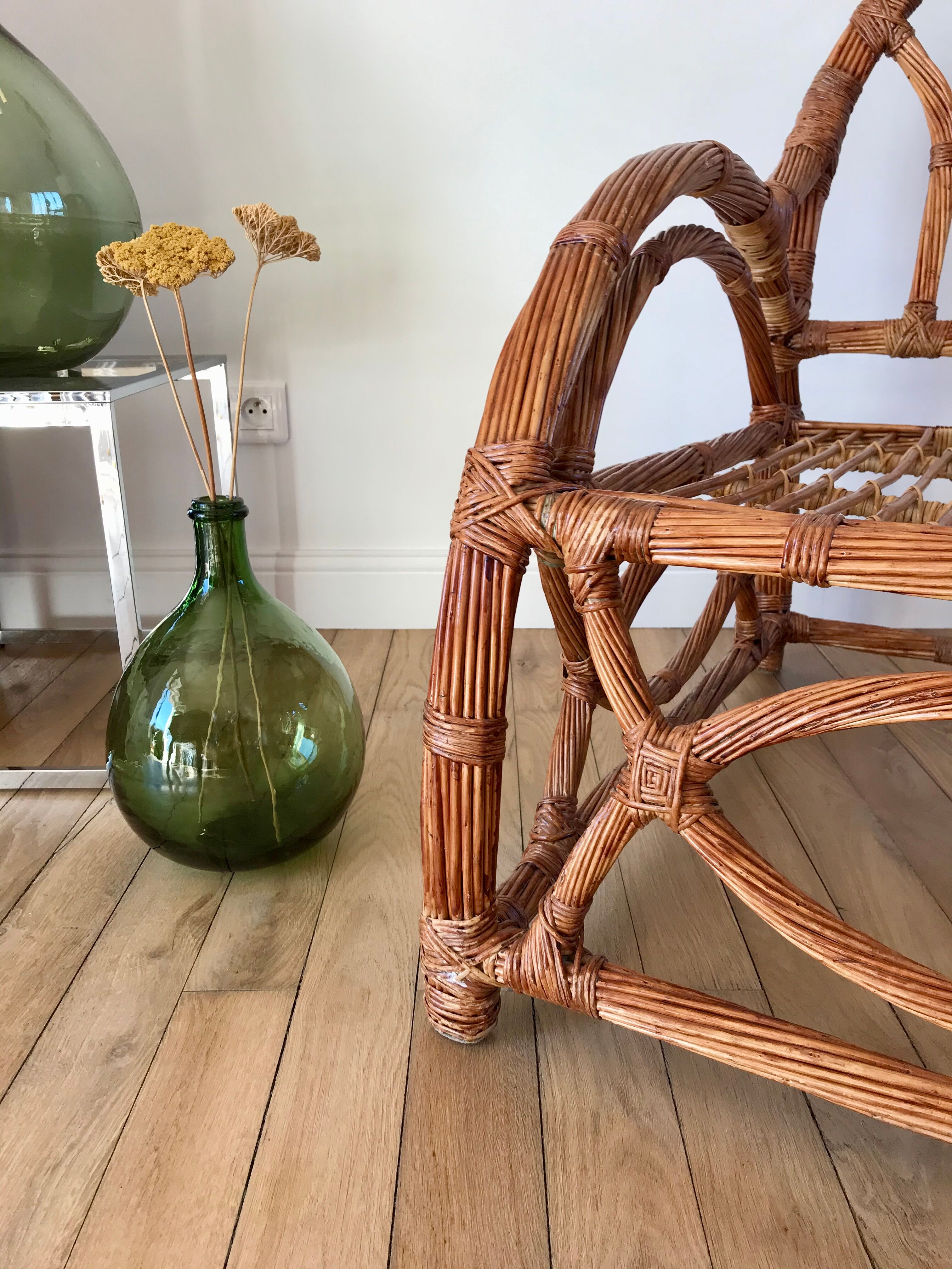 Pair of rattan armchairs 50s