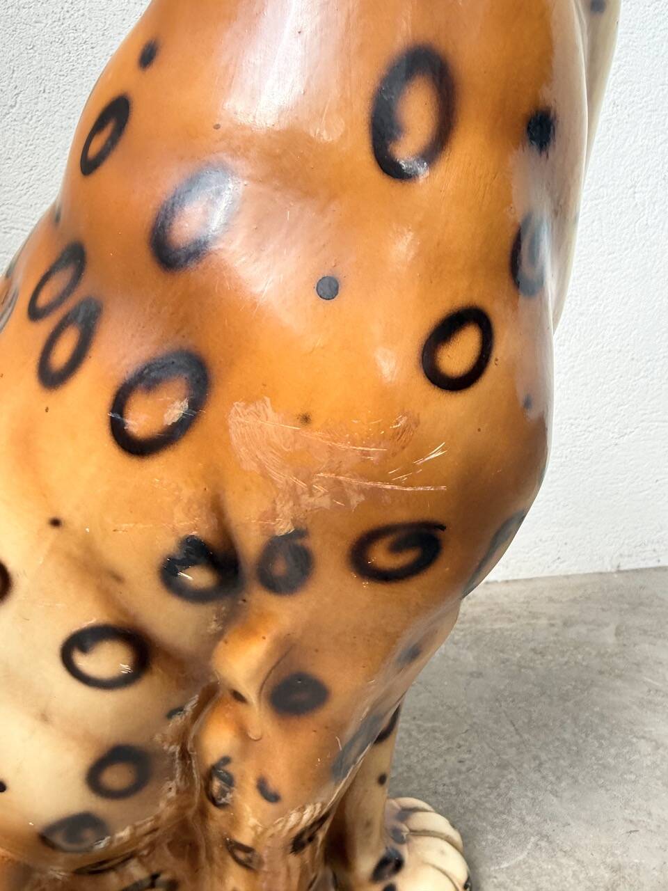 XL Italian ceramic leopard sculpture statue 1970