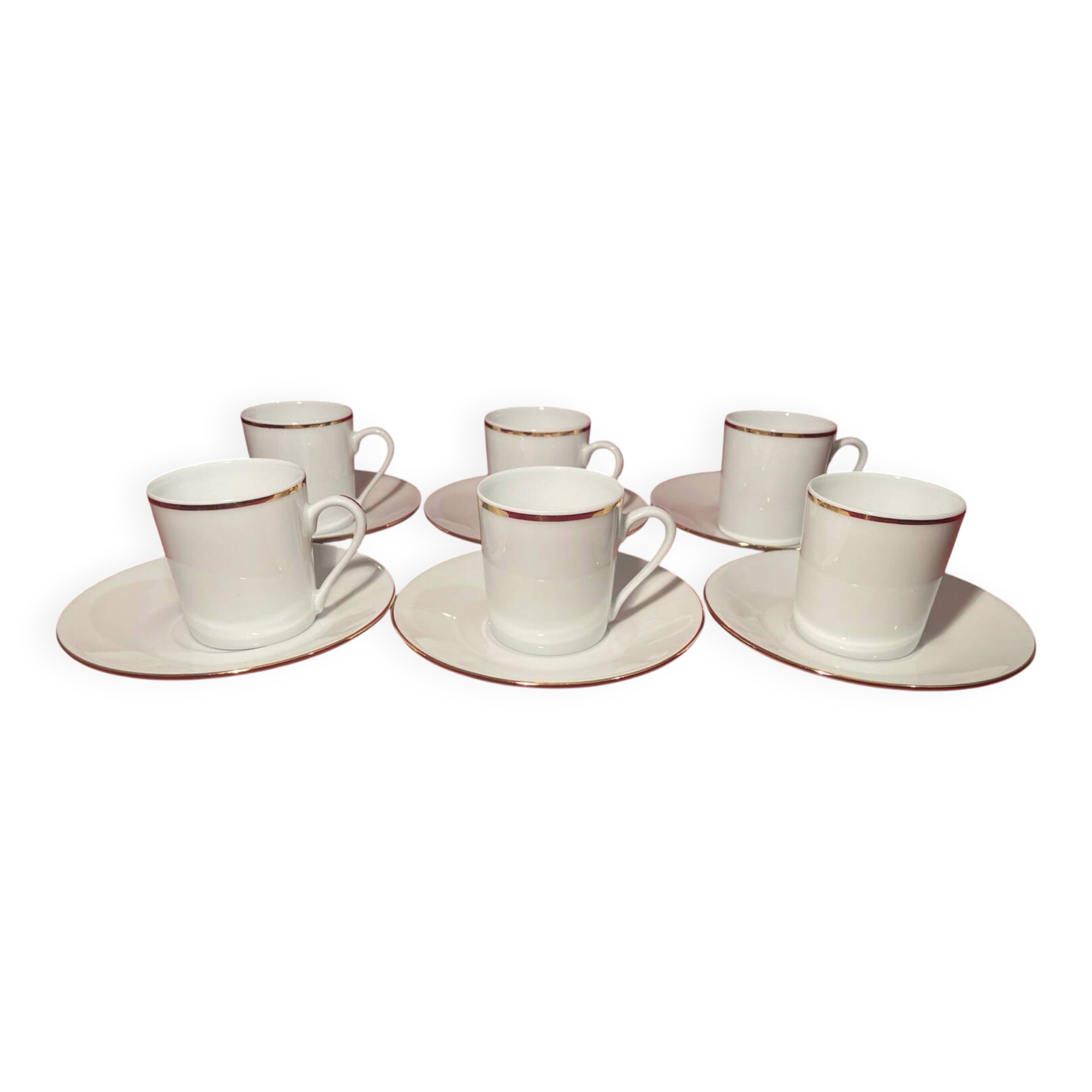 Deshoulières Limoges café service 6 cups + 6 saucers white porcelain