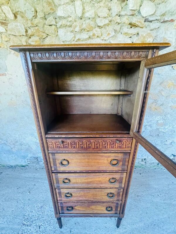 Meuble de rangement vitrine à 5 tiroirs style directoire