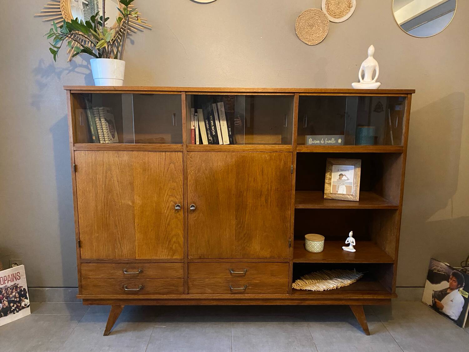High oak sideboard, 1960s