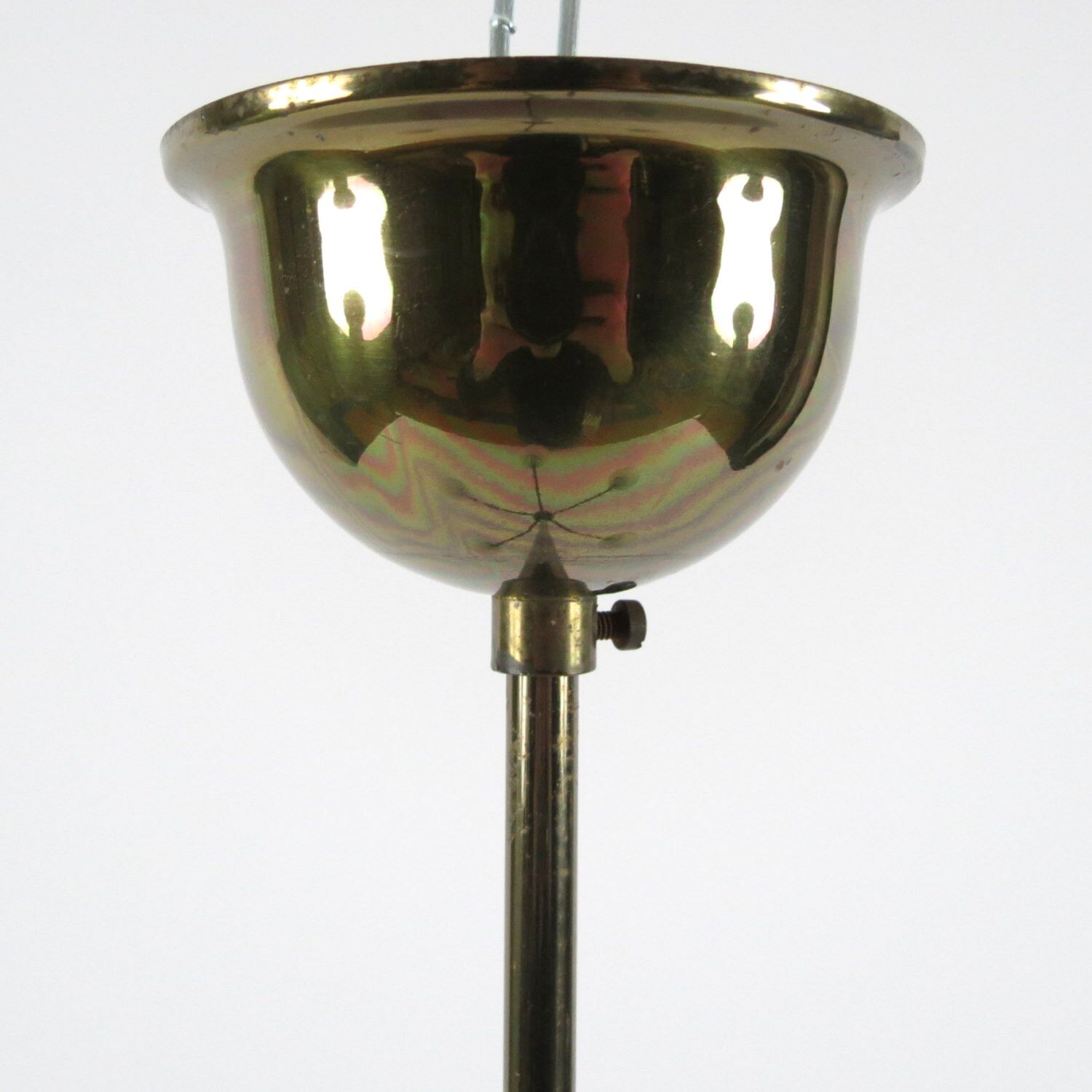 Italian brass and opaline chandelier, 1950s