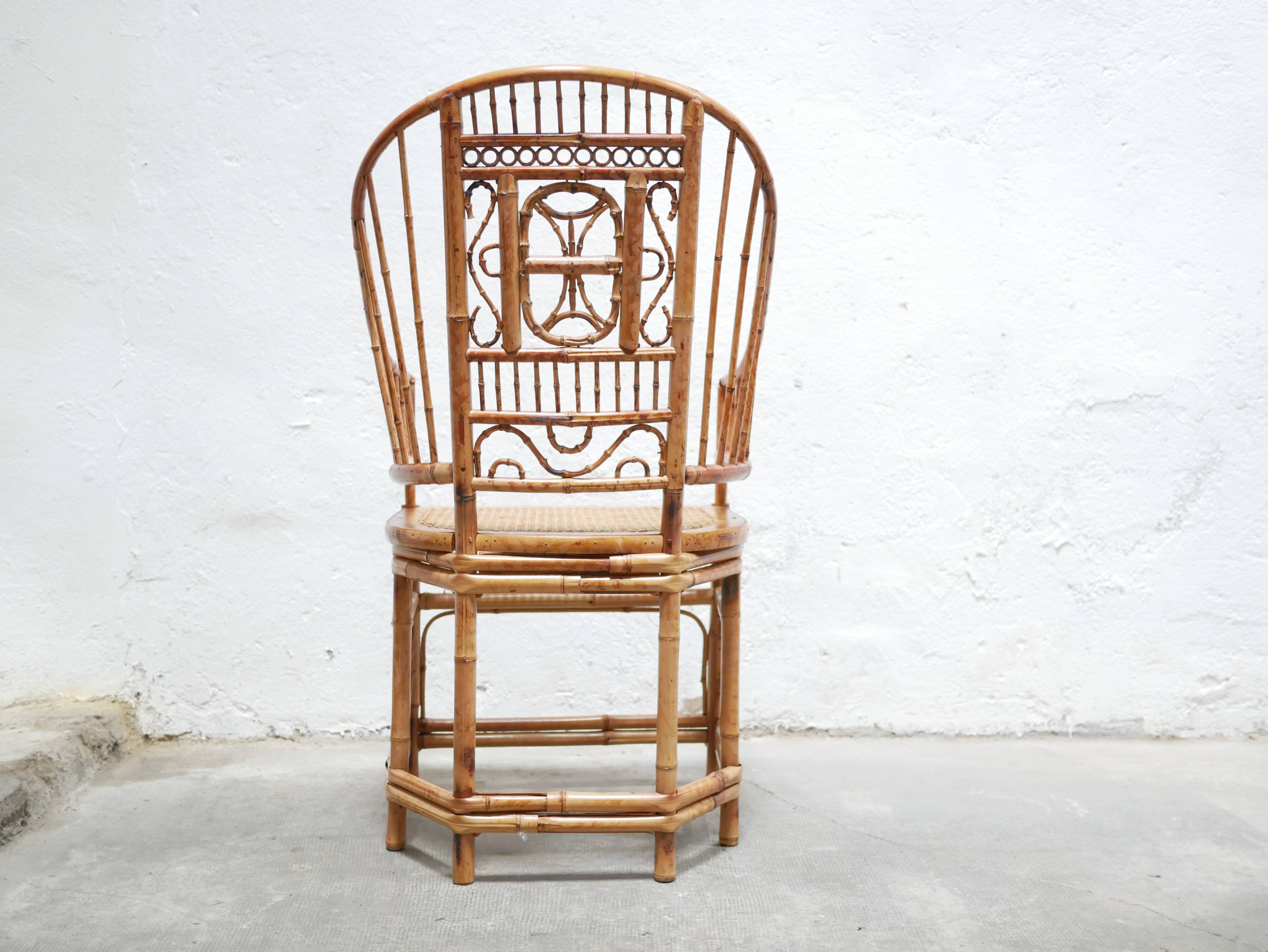 Vintage armchair canned in bamboo