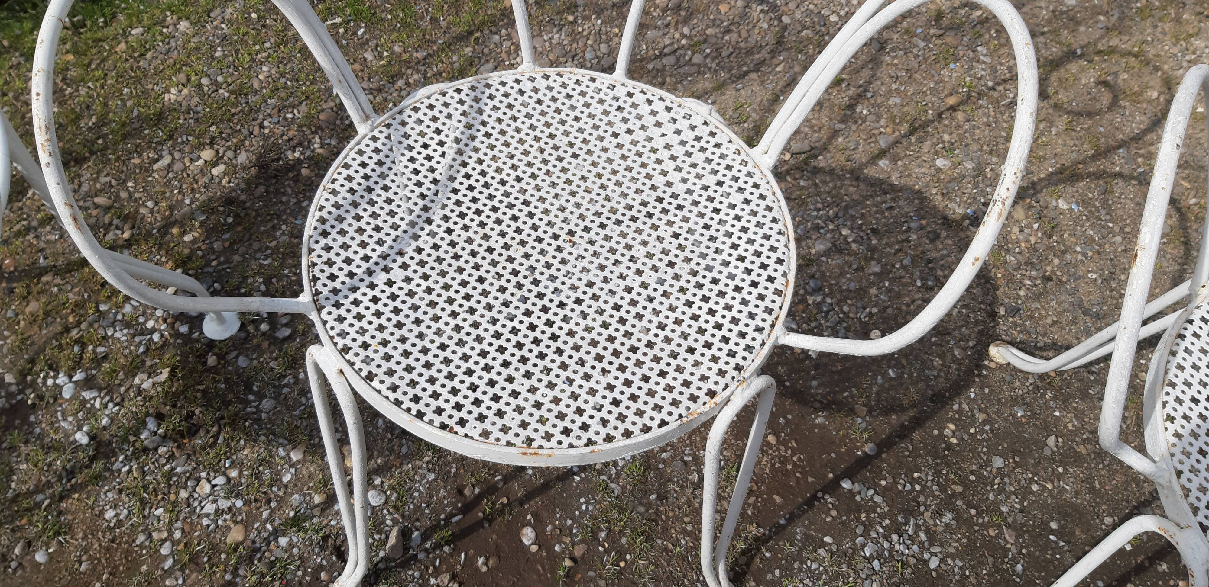 4 garden armchairs 1900 in wrought iron