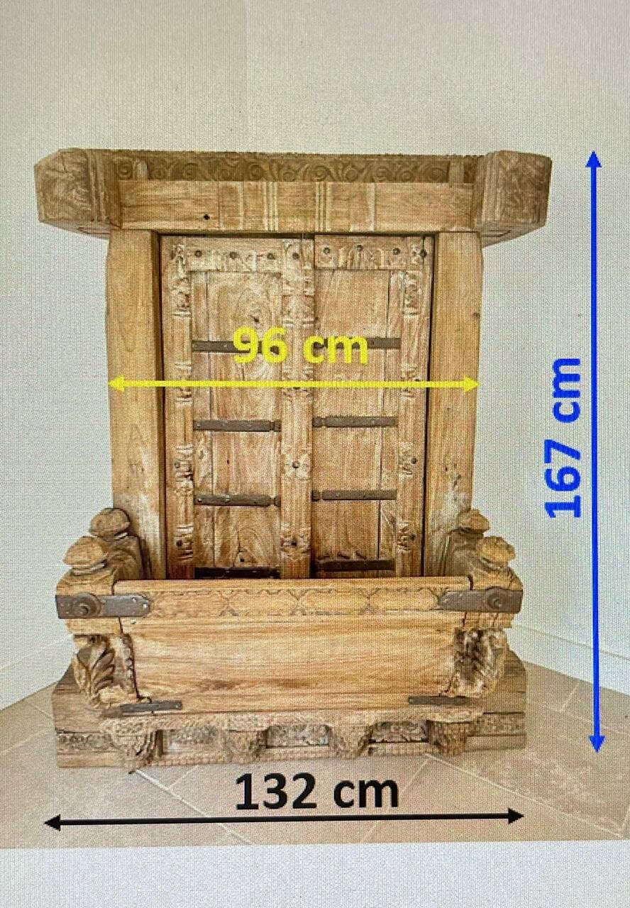 Door & old Indian balcony from Rajasthan in solid teak