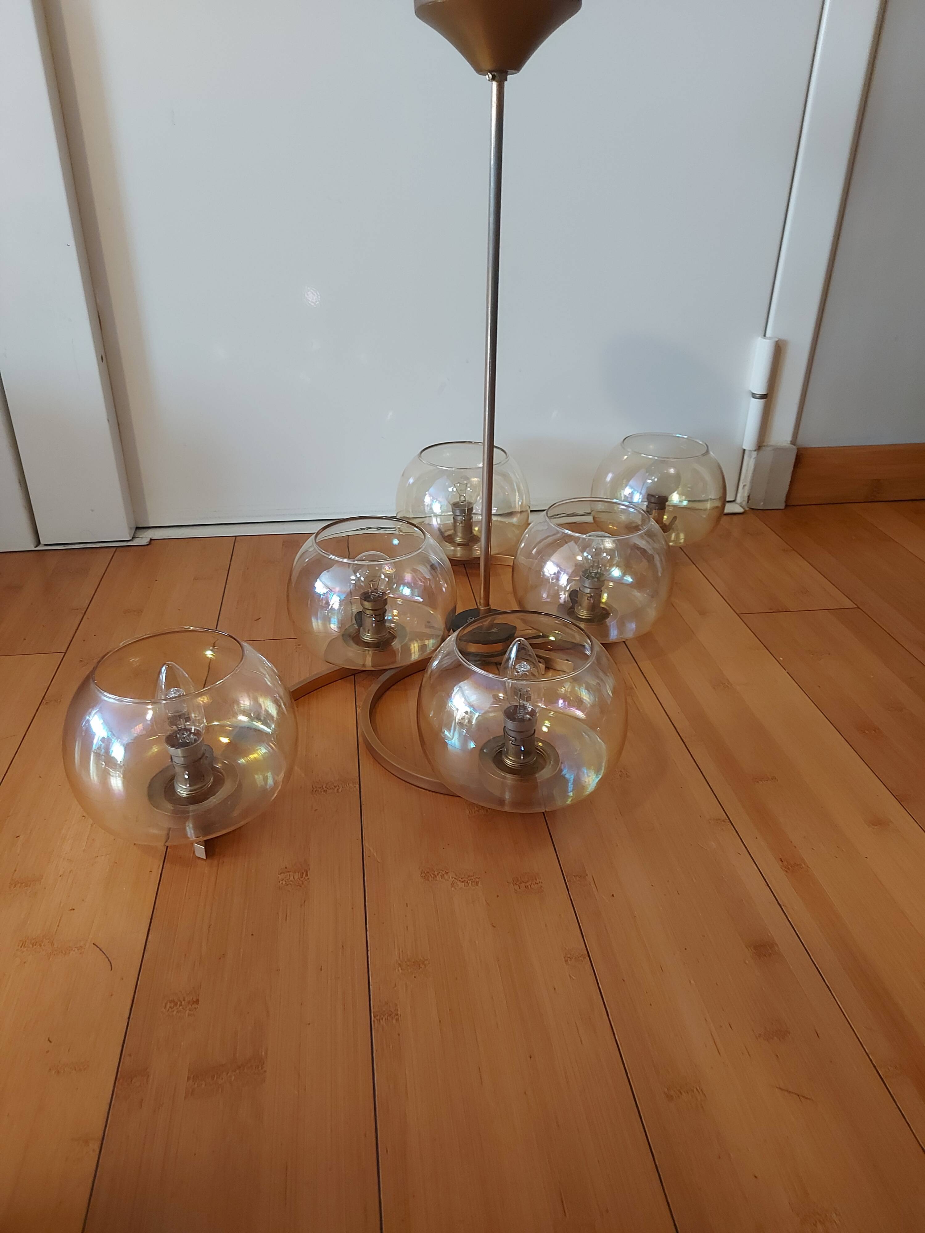 Lustre en laiton doré années 50'S