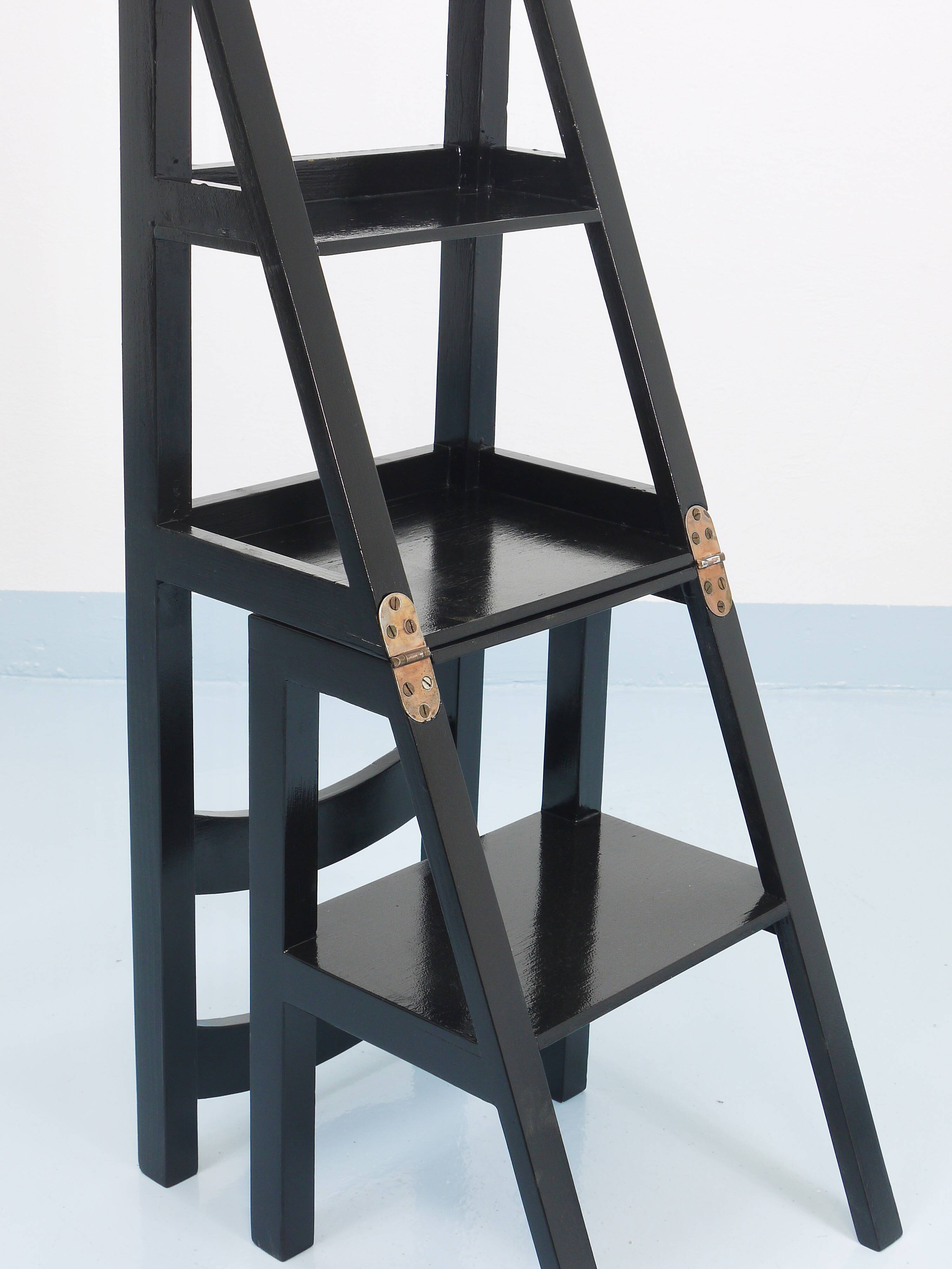 Black Metamorphic Library Steps Folding Ladder Chair, Germany, 1970s