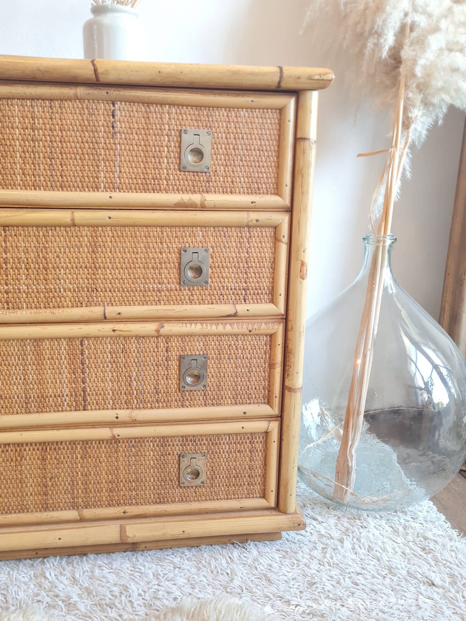 Rattan chest of drawers circa 1970 - Dal Vera