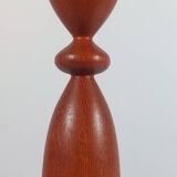 Vintage pair of sculptural teak candlesticks in Scandinavian style.