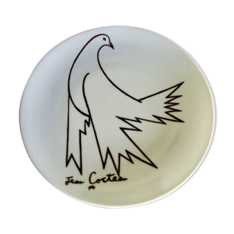 Assiette vintage en porcelaine de jean cocteau 1970