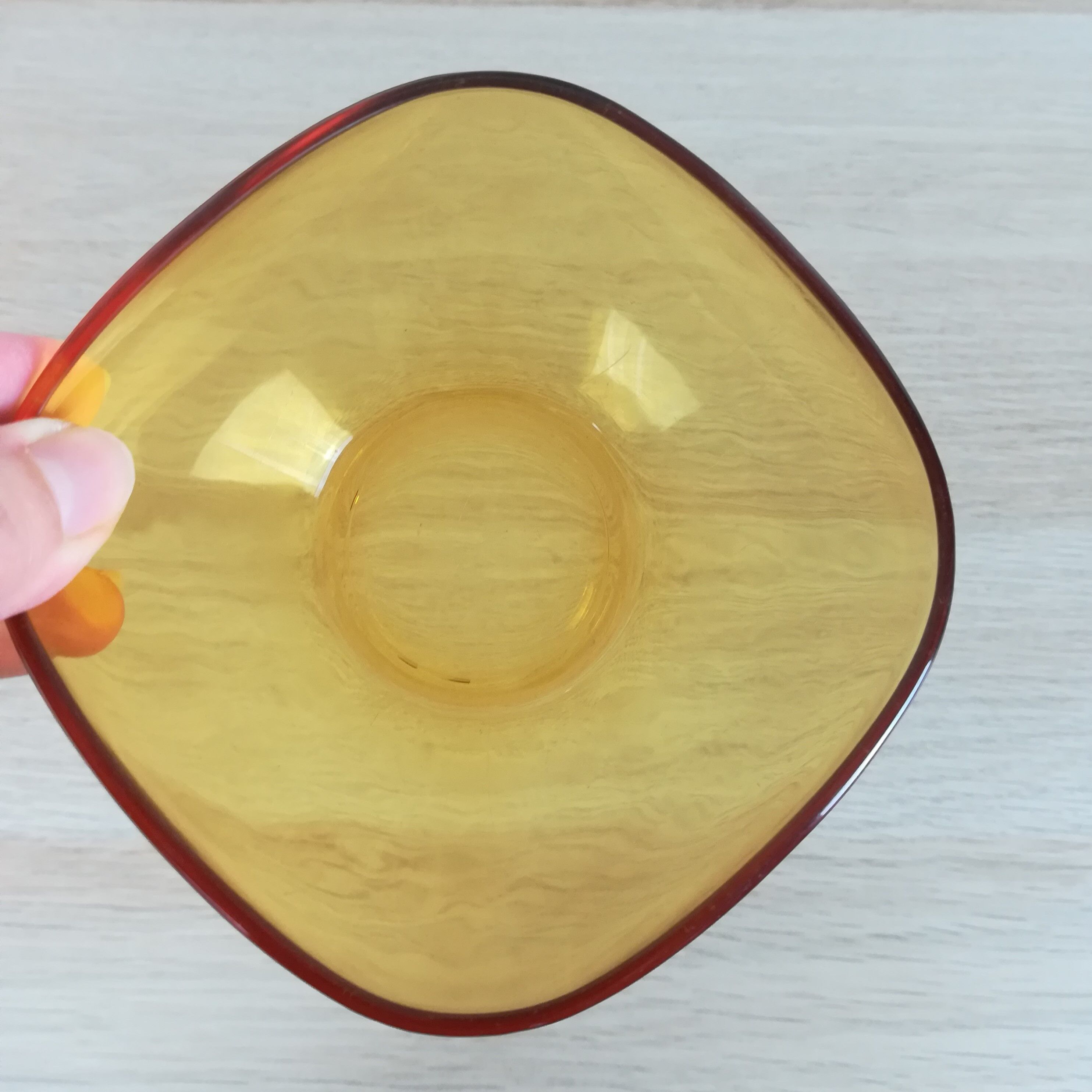 3 ramekins in Vereco amber glass