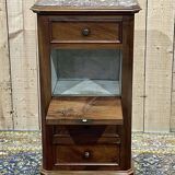 Nightstand in walnut and marble top, late 19th century