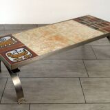 Jean Gregorieff coffee table for Roche Bobois, ceramic and brushed steel