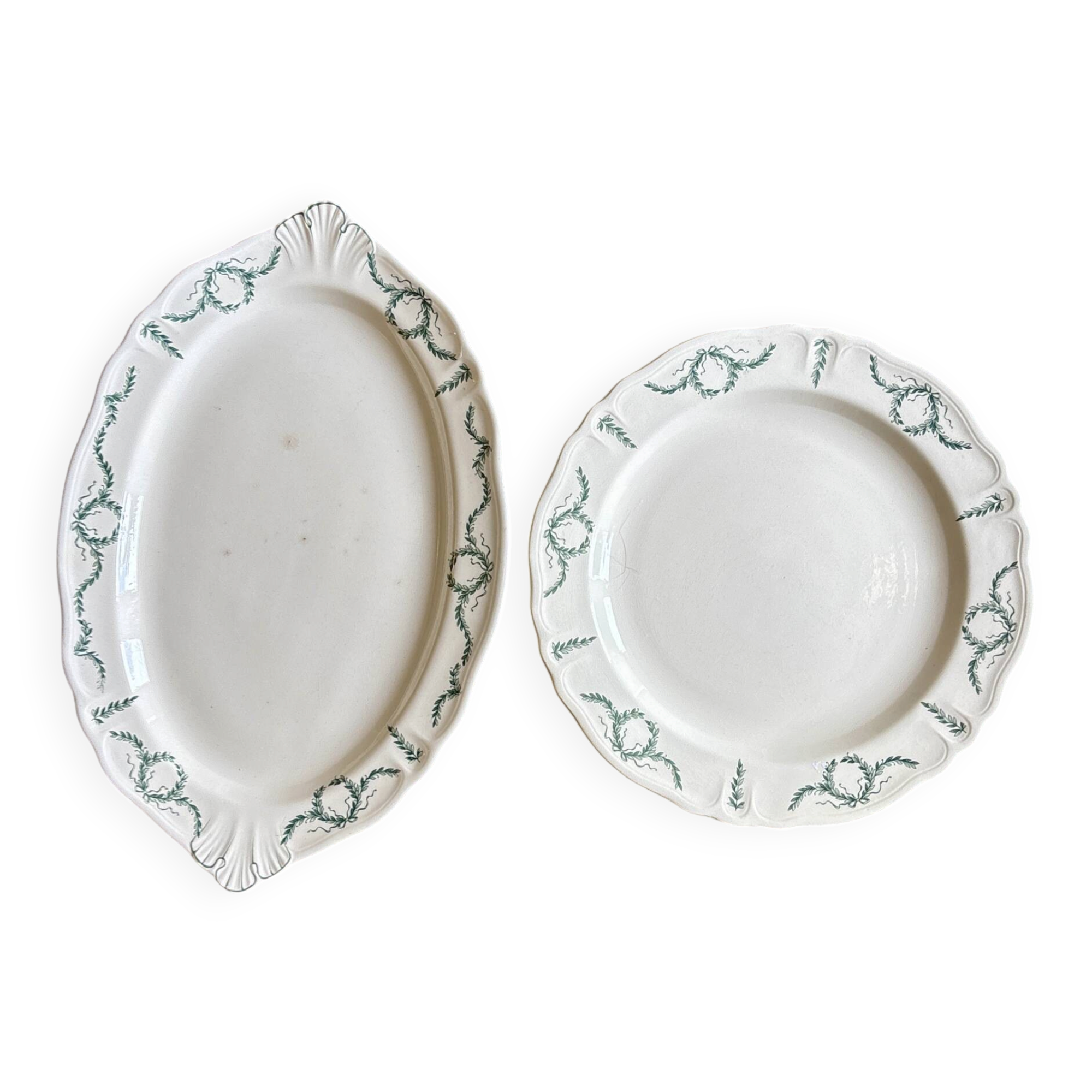 Set of 2 antique ironstone dishes - Villey de Longchamp
