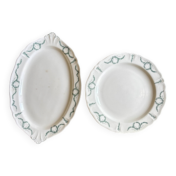 Set of 2 antique ironstone dishes - Villey de Longchamp