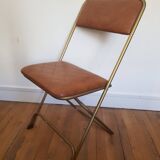 Chaise pliante lafuma vintage en cuir