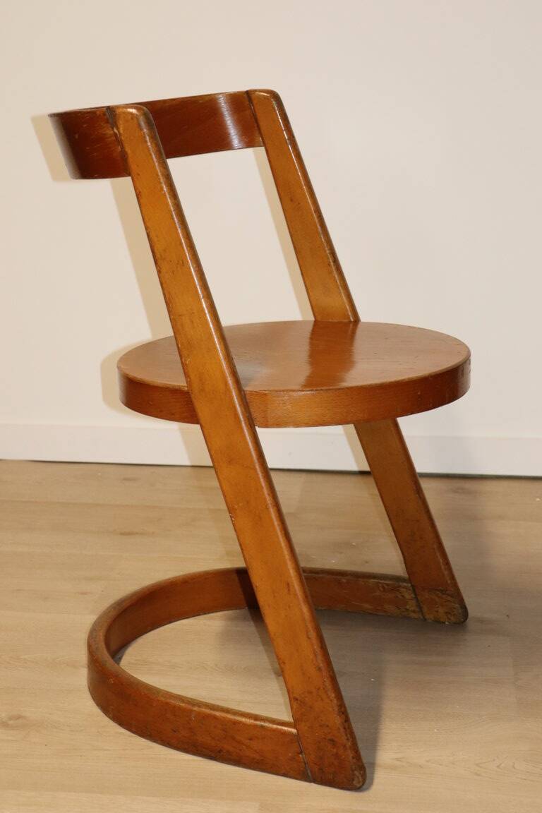 Chaise Vintage Baumann Modèle "Halfa" en bois, 1970