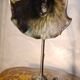 bronze patinated cast iron lamp with painted shade 38x24 art nouveau style