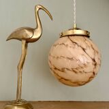 Vintage globe pendant light in marbled opaline