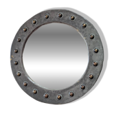 Brutalist metal repoussé mirror