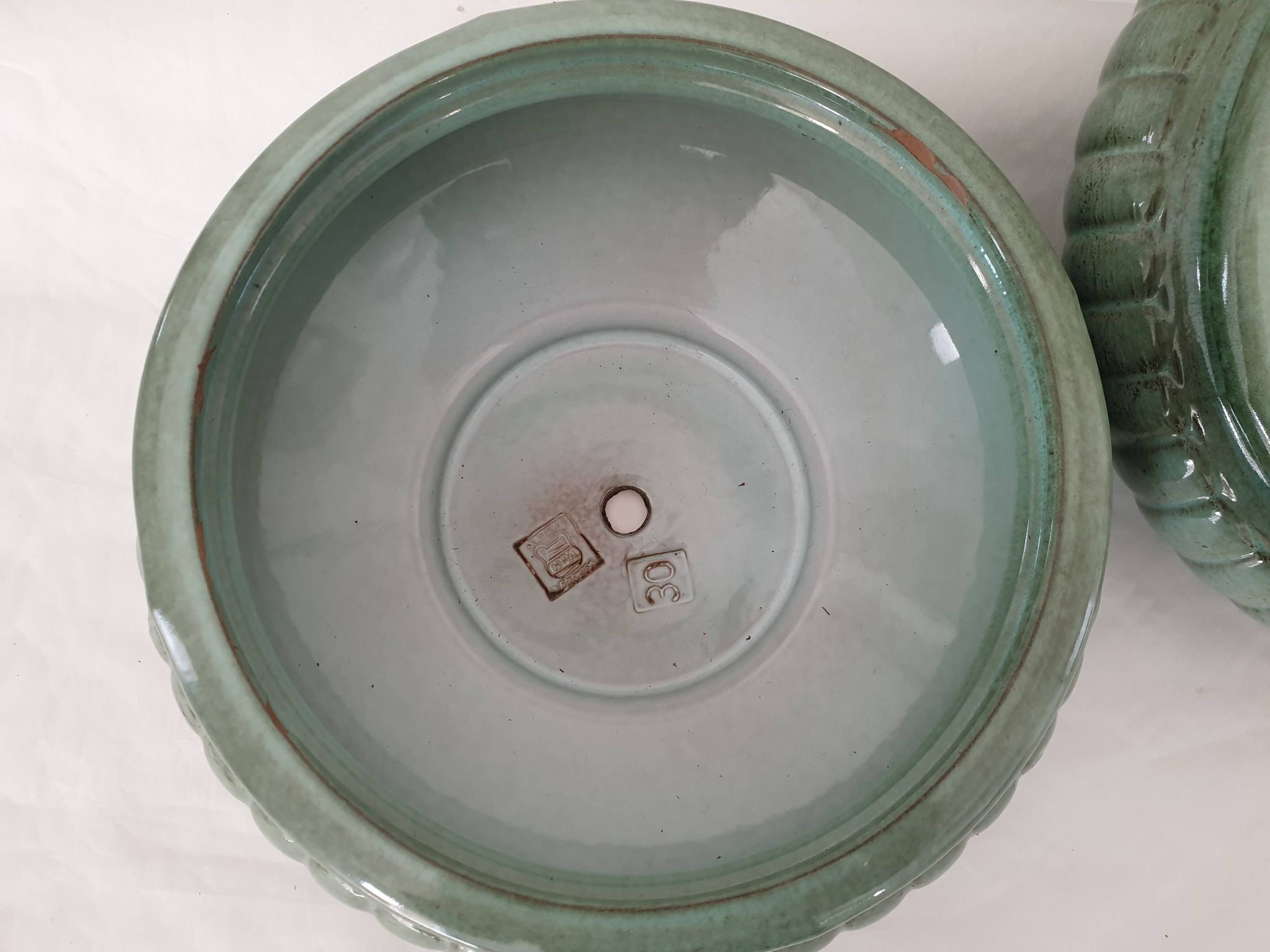 Set of 2 ceramic planters (plant pots) signed GPA made in France