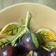 Ceramic plate barbotine trome eye plum late 19th