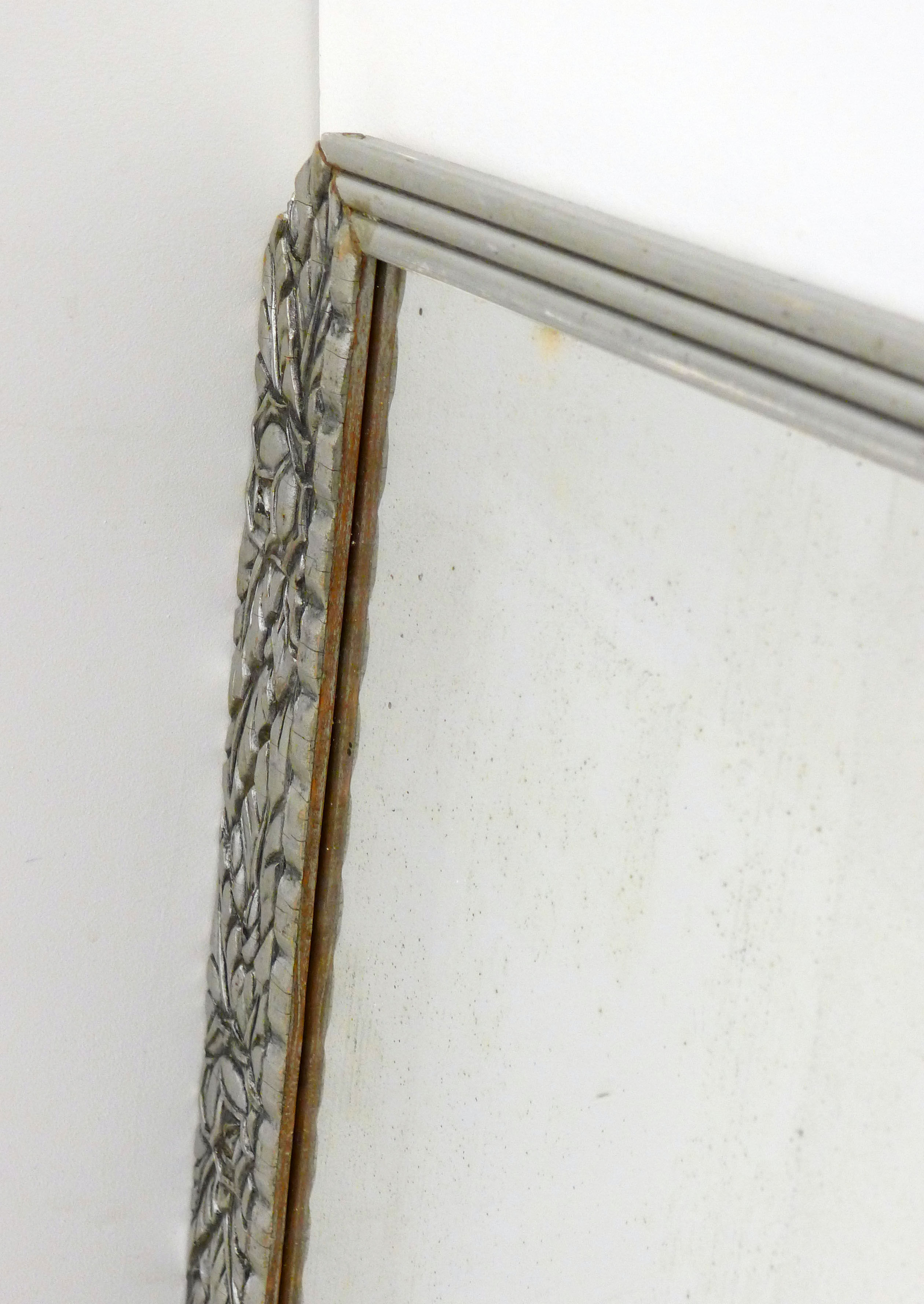 Large silver Art Deco mirror 53x40cm