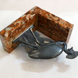 Art Deco bird bookend on marble