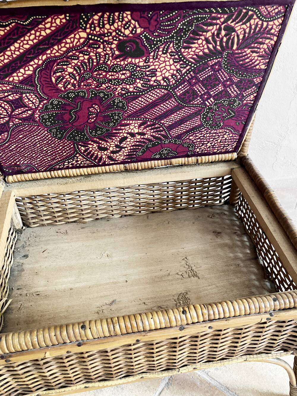 Rattan and textile worker, 2 chests, 1960s