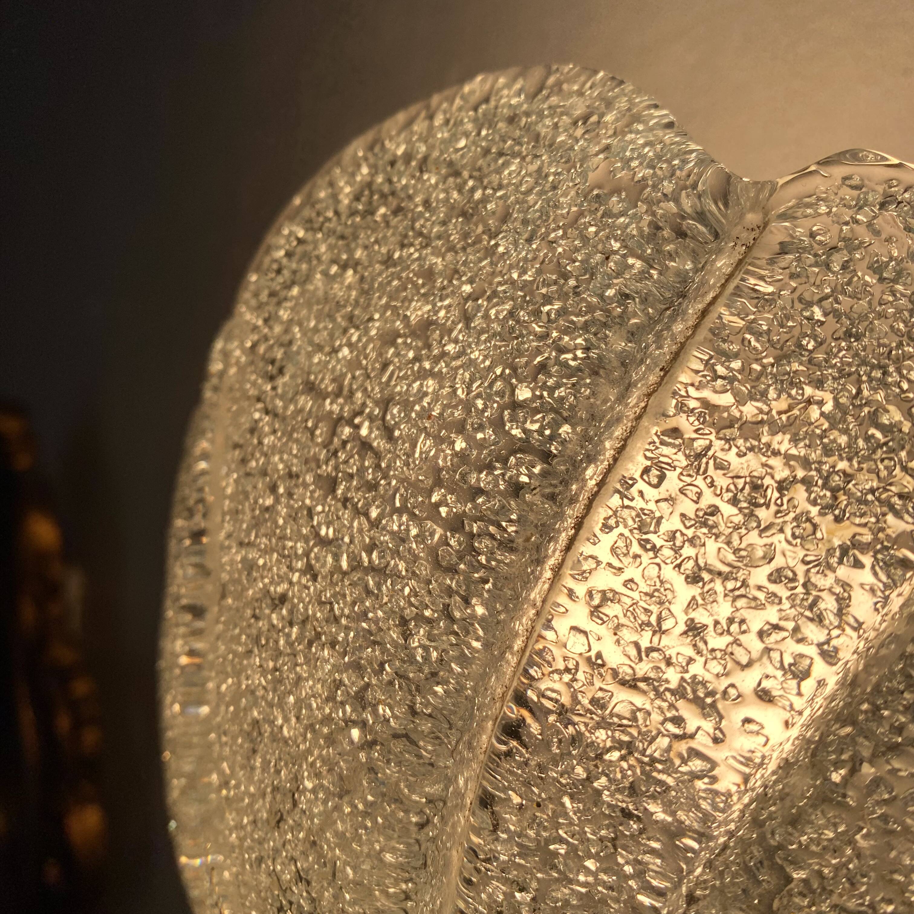 Wall light shell in glass and brass, 1970s-80s.