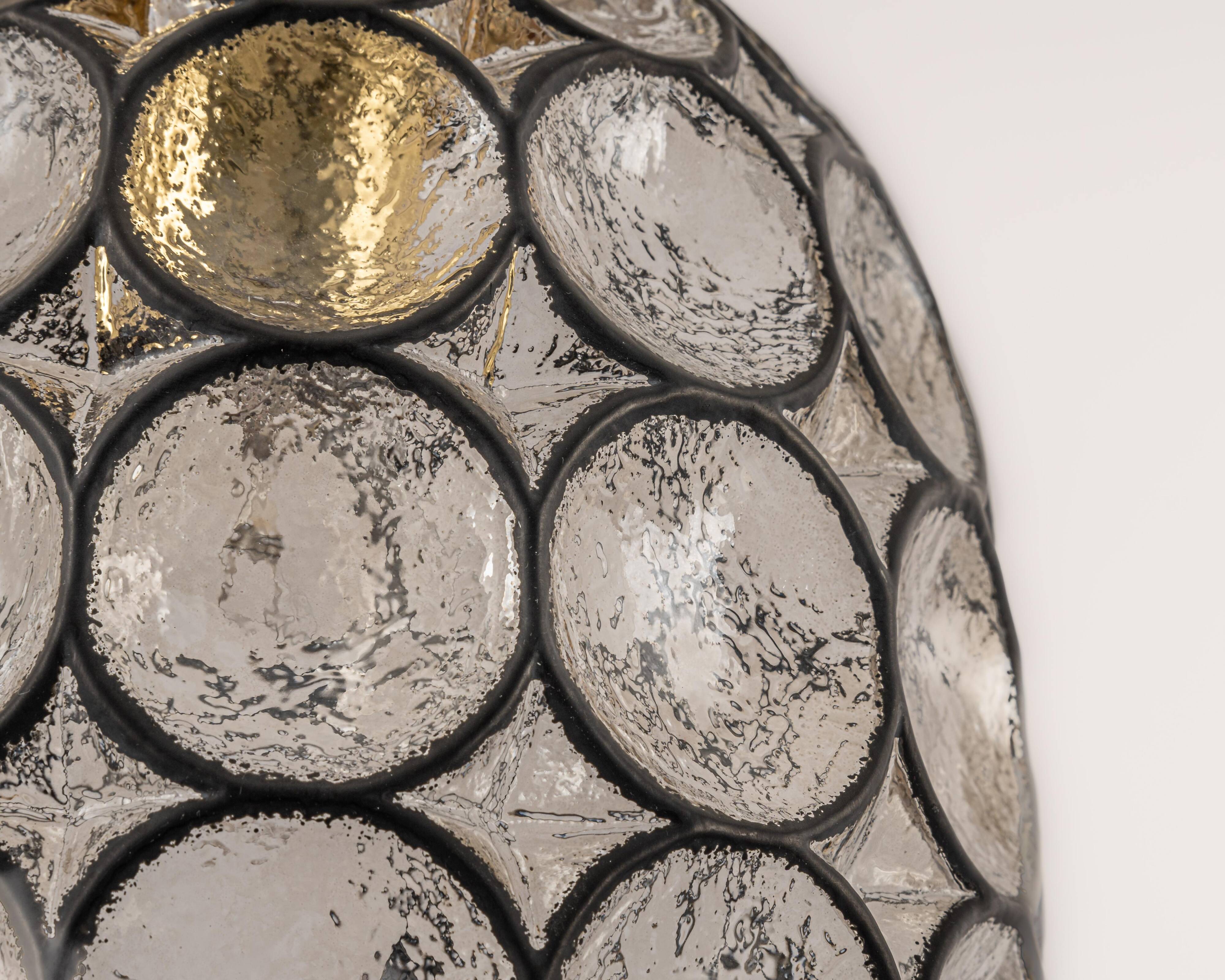 Iron and clear glass pendant by limburg, germany, 1960s.