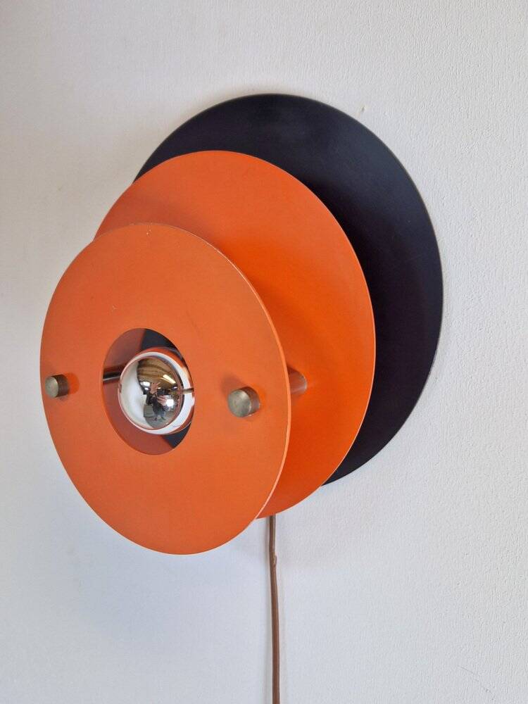 Mid-Century Metal Discus Wall Lamp attributed to Herda, 1960s