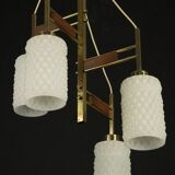 Mid-Century Modern Brass & Glass Chandelier