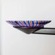 XXL vintage Murano glass chandelier - blue and red striped glass, black metal - Italy, Memphis style, 1980s