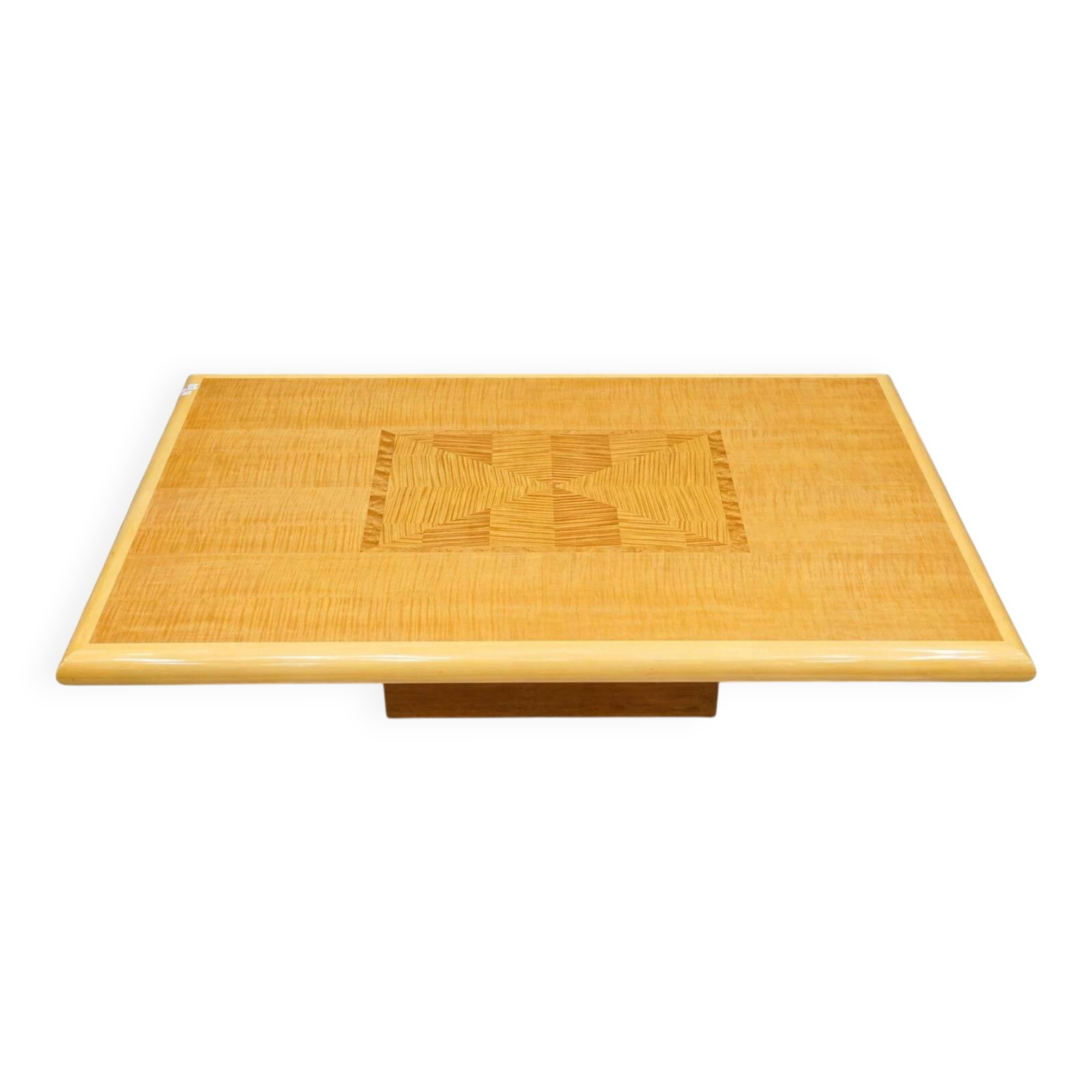 Design coffee table in maple – marquetry top – 1970s vintage style