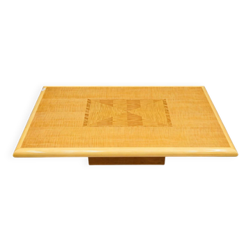 Design coffee table in maple – marquetry top – 1970s vintage style