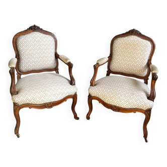 Lot de deux bergères Louis XV