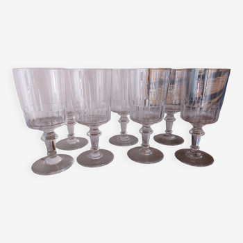 6 verres à  eau en cristal de Porcieux modèle Mirabeau , début XX em