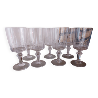 6 crystal water glasses of Porcieux model Mirabeau, early XX em