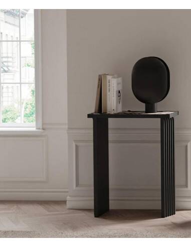 Black, oxidized aluminum table lamp, contemporary work.