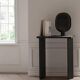 Black, oxidized aluminum table lamp, contemporary work.