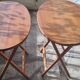 Oval teak wooden folding boat table 1970 Wooden side table sold individually