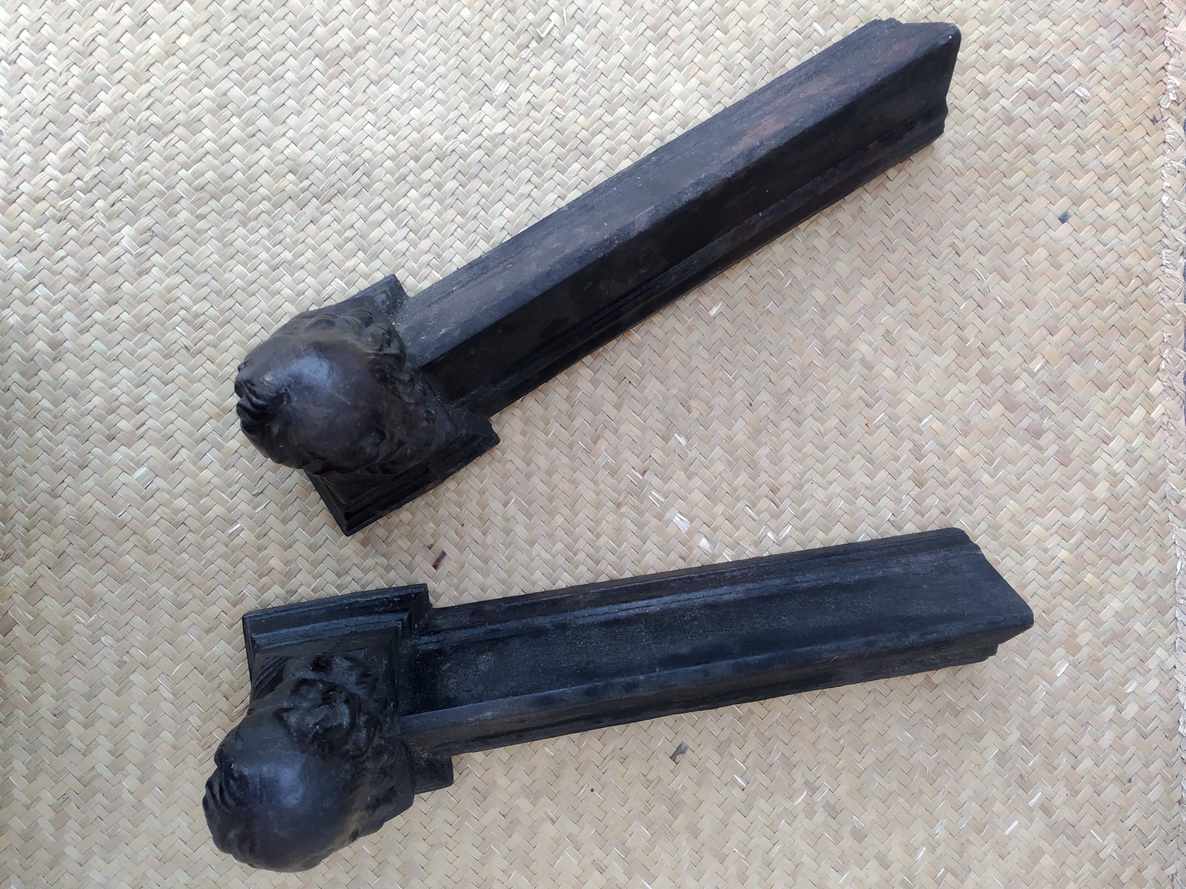 Pair of bust fireplace andirons Louise de La Vallière XIX