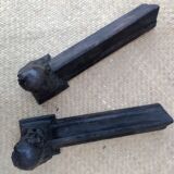 Pair of bust fireplace andirons Louise de La Vallière XIX