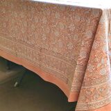 Nappe indienne rose poudré blockprint 150x250cm