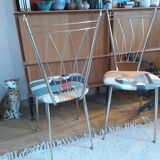 Pair of chairs in gold metal 50s