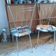 Paire de chaises en métal doré années 50
