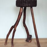 Tabouret tripode art populaire cep de vigne