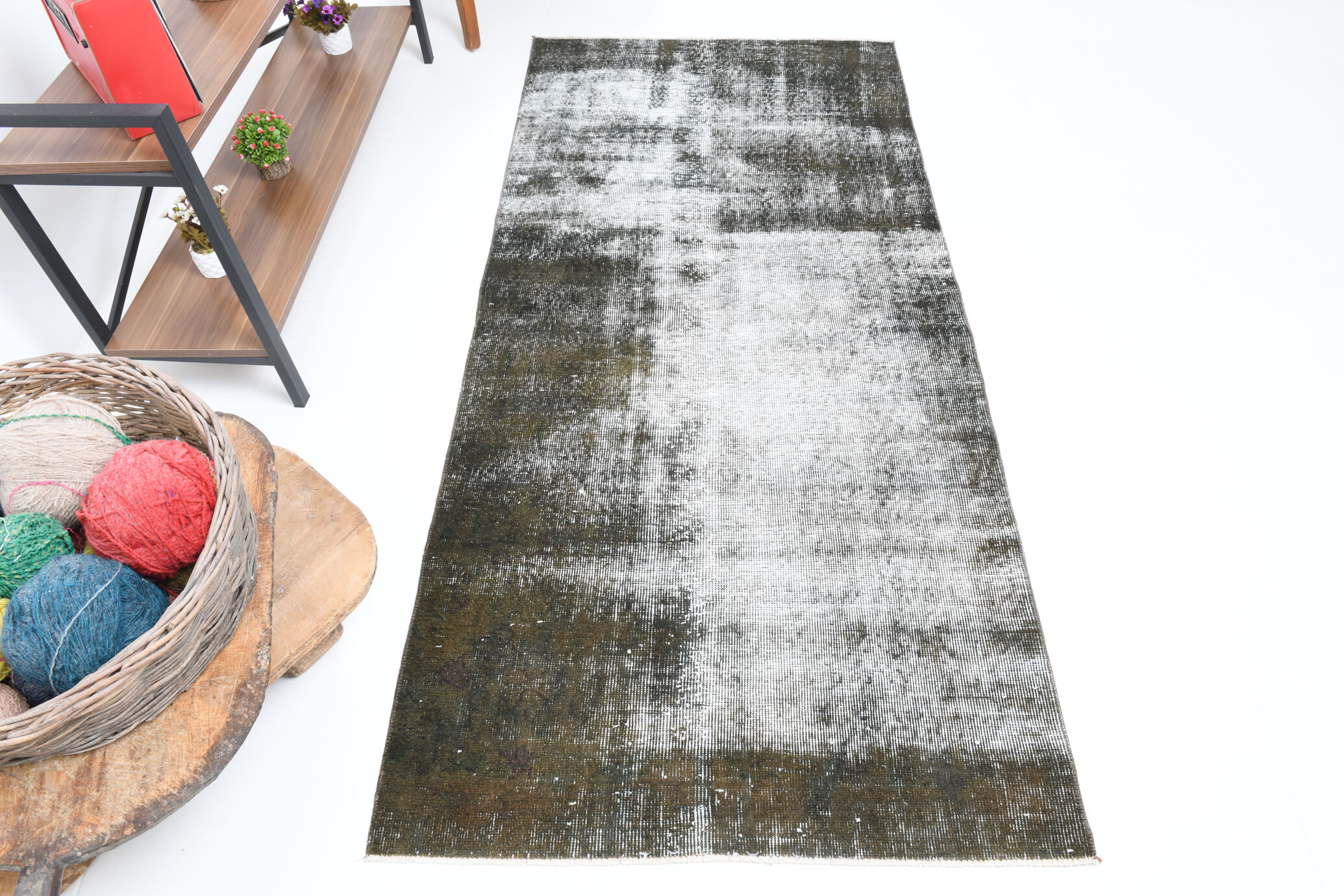 3x7 Classic Vintage Turkish Runner Rug, 3x7 Runner Rug, Short Vintage Rug, Handmade Rug206x95Cm